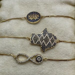 Arm Candy by Eye Candy Infinite Lotus Hamsa 18k Gold-Plate Bracelet Set